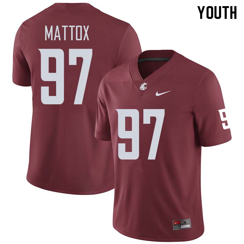Youth #97 Hunter Mattox Washington State Cougars College Football Jerseys Sale-Crimson